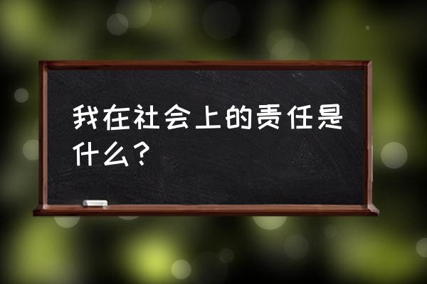 我的责任800 我在社会上的责任是什么？