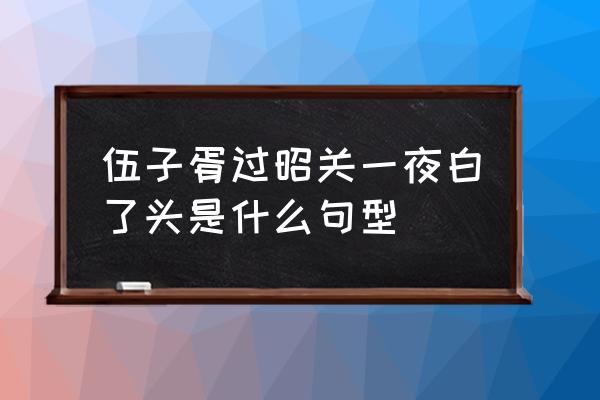 伍子胥过昭关下一句 伍子胥过昭关一夜白了头是什么句型