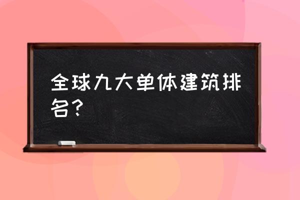 成都有几个环球中心 全球九大单体建筑排名？