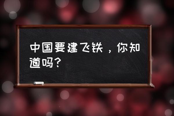 中国飞行列车 中国要建飞铁，你知道吗？