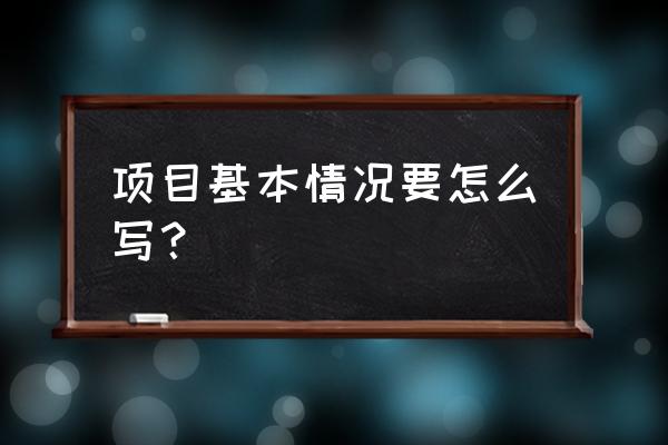 项目基本信息怎么写 项目基本情况要怎么写？