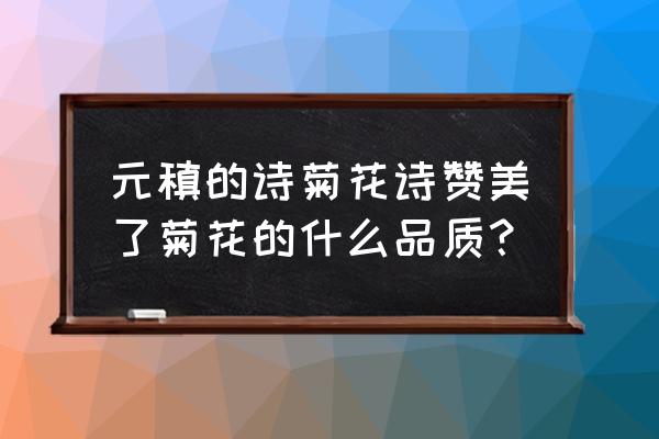 元稹菊花诗赏析 元稹的诗菊花诗赞美了菊花的什么品质？