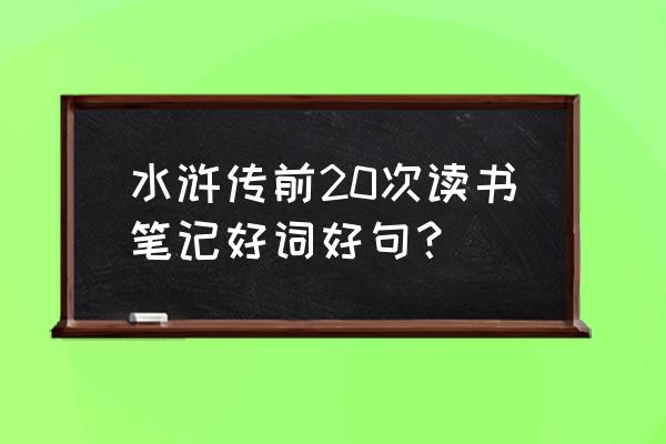 水浒传读书笔记摘抄 水浒传前20次读书笔记好词好句？