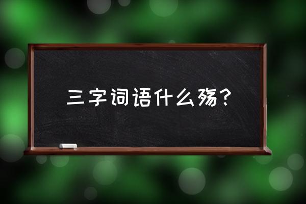 国殇一词的意思 三字词语什么殇？