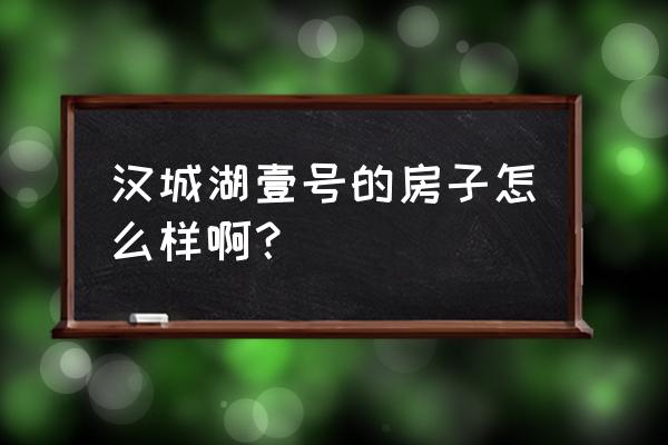 汉城壹号详细地址 汉城湖壹号的房子怎么样啊？