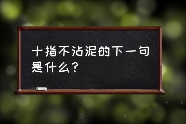 十指不沾泥 的下一句 十指不沾泥的下一句是什么？