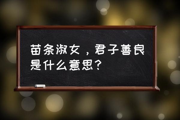 什么叫苗条淑女 苗条淑女，君子善良是什么意思？