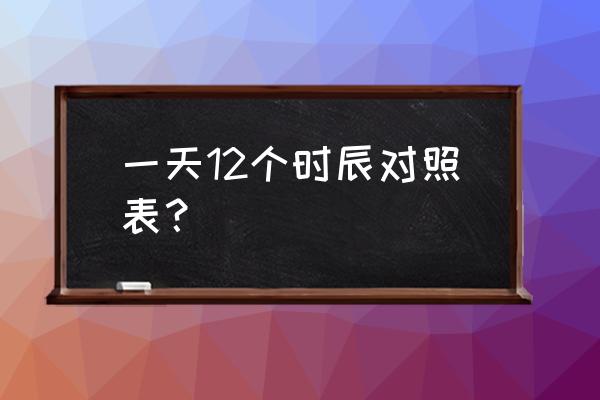 辰时是几点钟 一天12个时辰对照表？