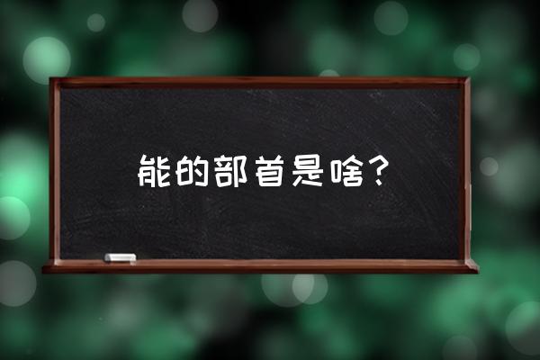 能的部首是什么啊 能的部首是啥？