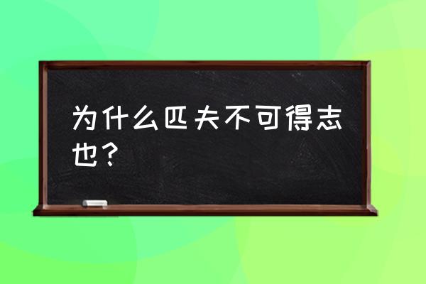 匹夫不可夺志的意思解释 为什么匹夫不可得志也？