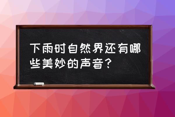 下雨的各种声音 下雨时自然界还有哪些美妙的声音？