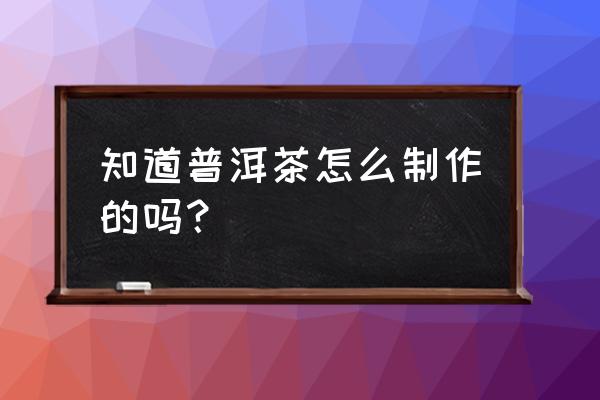 普洱散茶的制作过程 知道普洱茶怎么制作的吗？