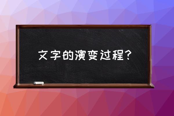 汉字的演变过程 文字的演变过程？
