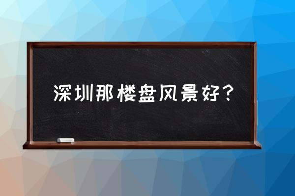 深圳新天鹅堡 深圳那楼盘风景好？