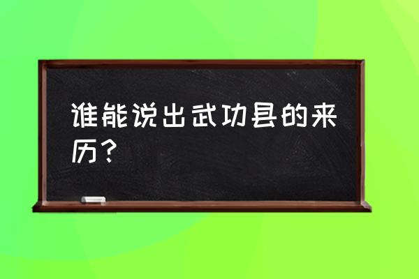 陕西武功县历史 谁能说出武功县的来历？