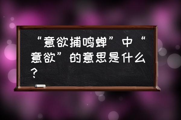 意欲捕鸣蝉意思 “意欲捕鸣蝉”中“意欲”的意思是什么？