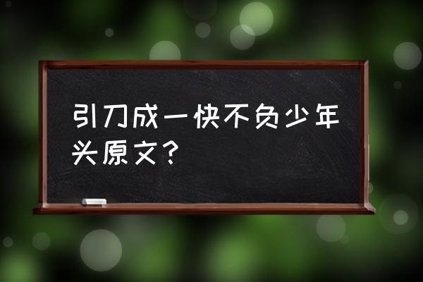 汪精卫诗词名句 引刀成一快不负少年头原文？