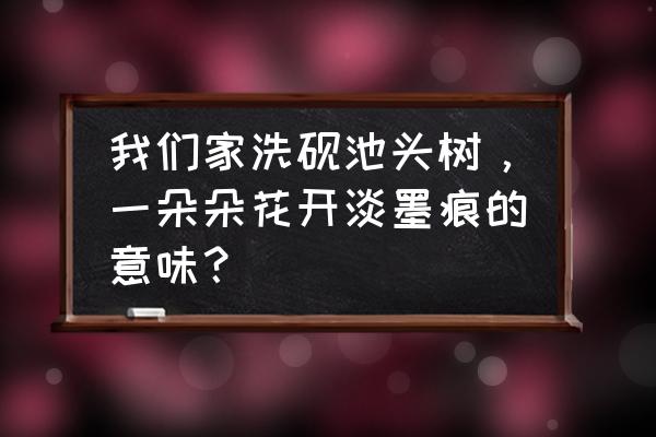 朵朵花开淡墨痕打一生肖 我们家洗砚池头树，一朵朵花开淡墨痕的意味？