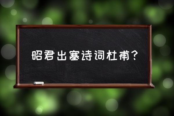 千古琵琶作胡语 昭君出塞诗词杜甫？