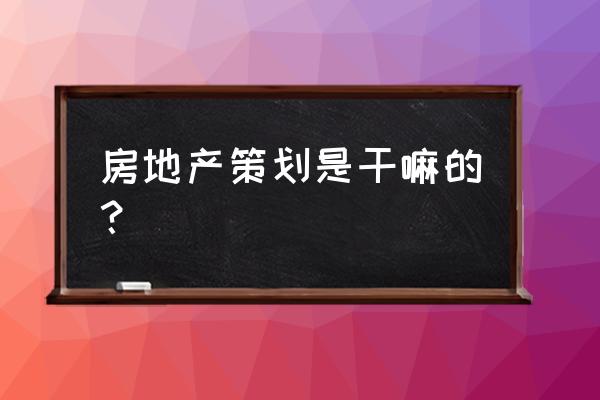 房产策划是干什么的 房地产策划是干嘛的？