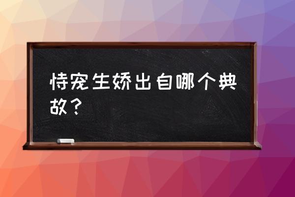 恃宠生娇糖十 恃宠生娇出自哪个典故？