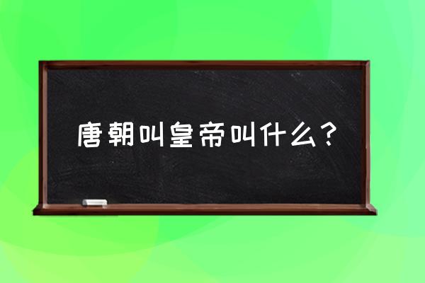 唐朝称皇帝为什么 唐朝叫皇帝叫什么？