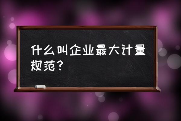 计量法实施细则条文解释 什么叫企业最大计量规范？