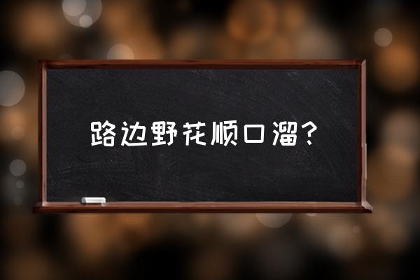 路边的野花你不要采顺口溜 路边野花顺口溜？