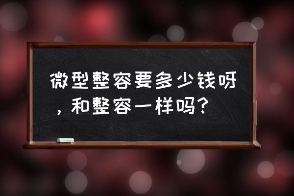 整容费用大概多少钱呢 微型整容要多少钱呀，和整容一样吗？