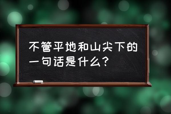 不论平地与山尖后面一句 不管平地和山尖下的一句话是什么？