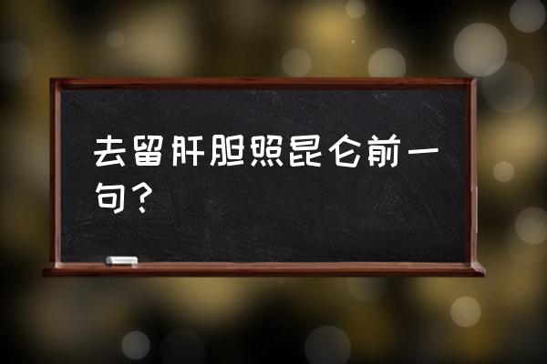 肝胆照昆仑 去留肝胆照昆仑前一句？