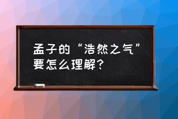 对浩然之气的理解 孟子的“浩然之气”要怎么理解？