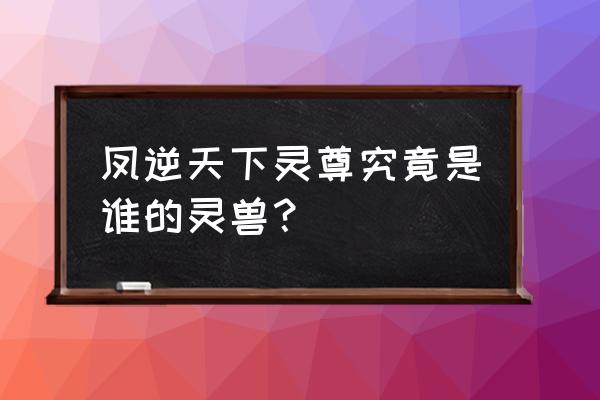 凤尊天下铭宇宝宝 凤逆天下灵尊究竟是谁的灵兽？