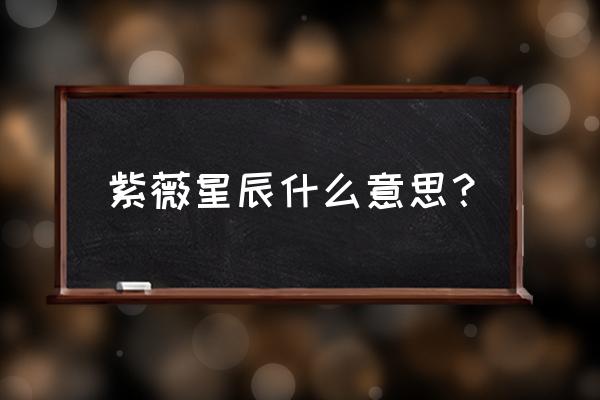 异世之紫薇帝星 紫薇星辰什么意思？