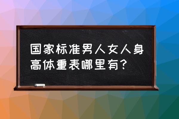 体重身高比例计算表格 国家标准男人女人身高体重表哪里有？