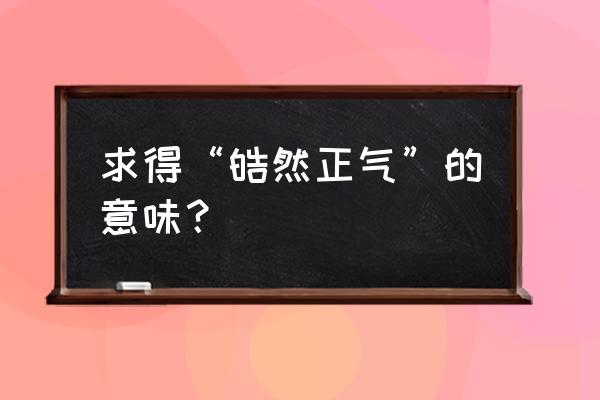 浩然正气的意思解释 求得“皓然正气”的意味？