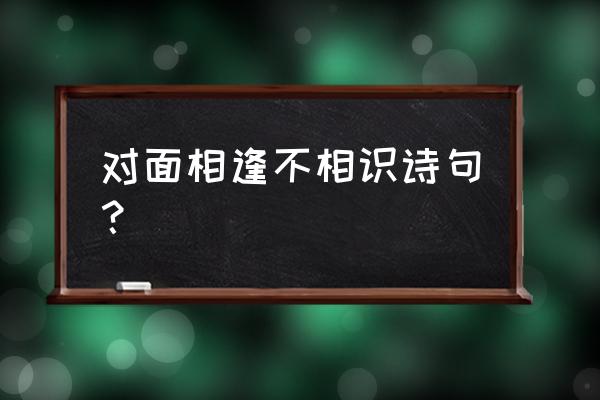 相逢不相识的下一句是什么 对面相逢不相识诗句？