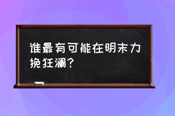 大清颠覆者by魔之眼 谁最有可能在明末力挽狂澜？