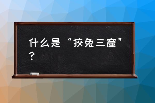 狡兔三窟的寓意 什么是“狡兔三窟”？