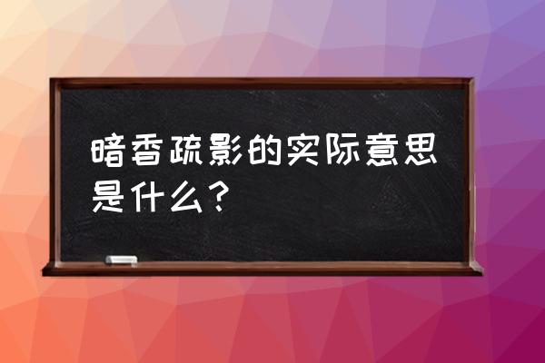 暗香疏影比喻什么 暗香疏影的实际意思是什么？