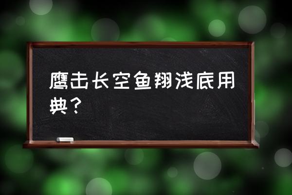 鱼游浅底 鹰击长空 鹰击长空鱼翔浅底用典？