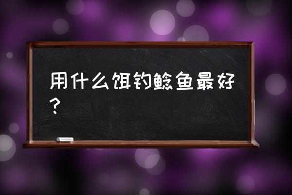 鲶鱼用什么鱼饵最好钓 用什么饵钓鲶鱼最好？