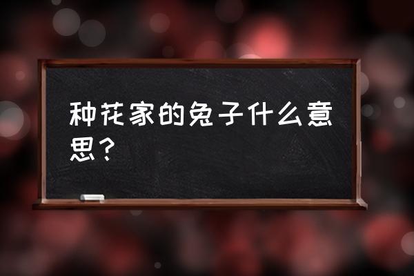 种花家的兔子什么意思？ 种花家的兔子什么意思？