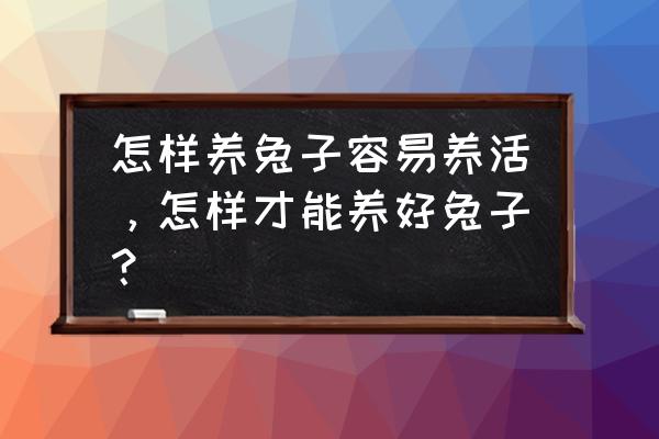 怎样养兔子容易养活，怎样才能养好兔子？ 怎样养兔子容易养活，怎样才能养好兔子？