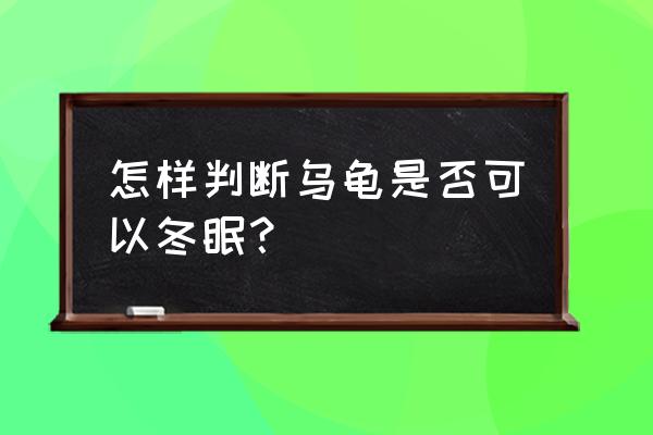 怎样判断乌龟是否可以冬眠？ 怎样判断乌龟是否可以冬眠？