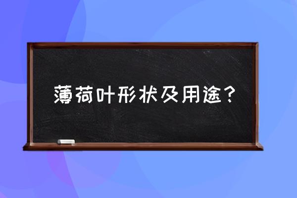 薄荷叶形状及用途？ 薄荷叶形状及用途？