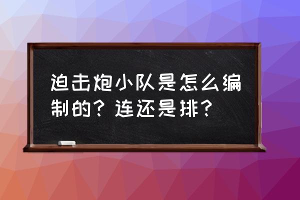 631式60毫米迫击炮 迫击炮小队是怎么编制的？连还是排？