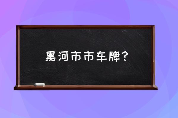 黑河龙江快讯车辆信息 黑河市市车牌？