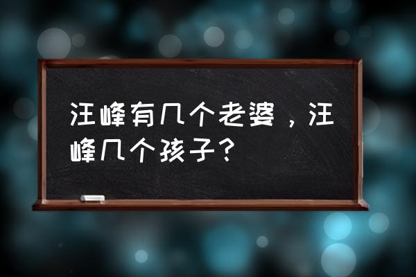 汪峰一共有几个孩子 汪峰有几个老婆，汪峰几个孩子？