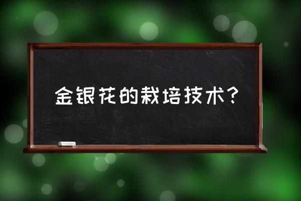 金银花栽培种植技术 金银花的栽培技术？